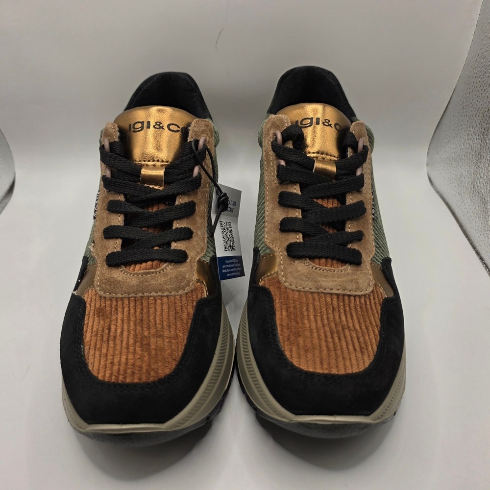 Igi&Co Womens Corduroy Suede Leopard Platform Sneakers Made in Italy Size 40 - Picture 2 of 12